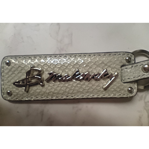 B Makowsky Large Leather Gray/Green/Lace Design Tote Bag - EUC - Picture 7 of 8